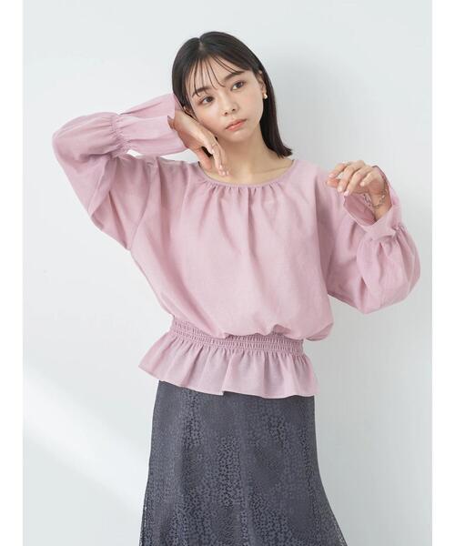 earth music&ecology（アースミュージックアンドエコロジー）の「シャーリングシアーブラウス（シャツ/ブラウス・レディース・ベージュ/ピンク/オフホワイト/ブルー・FREE）」の5枚目の写真