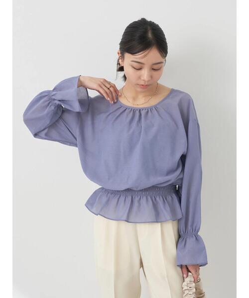 earth music&ecology（アースミュージックアンドエコロジー）の「シャーリングシアーブラウス（シャツ/ブラウス・レディース・ベージュ/ピンク/オフホワイト/ブルー・FREE）」の17枚目の写真