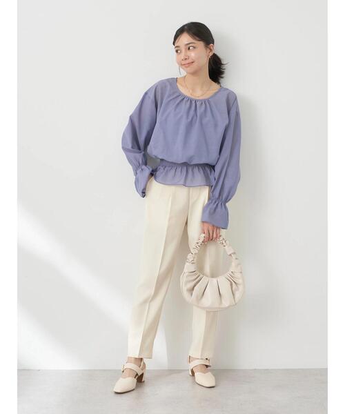 earth music&ecology（アースミュージックアンドエコロジー）の「シャーリングシアーブラウス（シャツ/ブラウス・レディース・ベージュ/ピンク/オフホワイト/ブルー・FREE）」の21枚目の写真