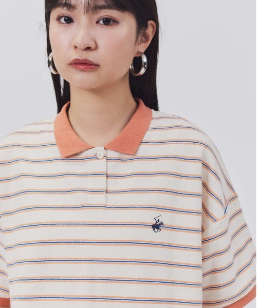 Right-on(ライトオン)の「【BEVERLY HILLS POLO CLUB】マルチボーダーポロシャツ(Tシャツ/カットソー・レディース・ダークグレー/パープル/キナリ・L/M)」の6枚目の写真