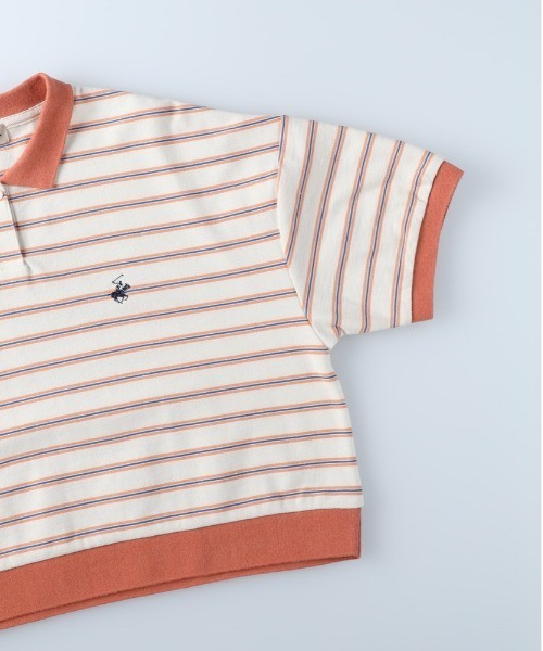 Right-on(ライトオン)の「【BEVERLY HILLS POLO CLUB】マルチボーダーポロシャツ(Tシャツ/カットソー・レディース・ダークグレー/パープル/キナリ・L/M)」の17枚目の写真