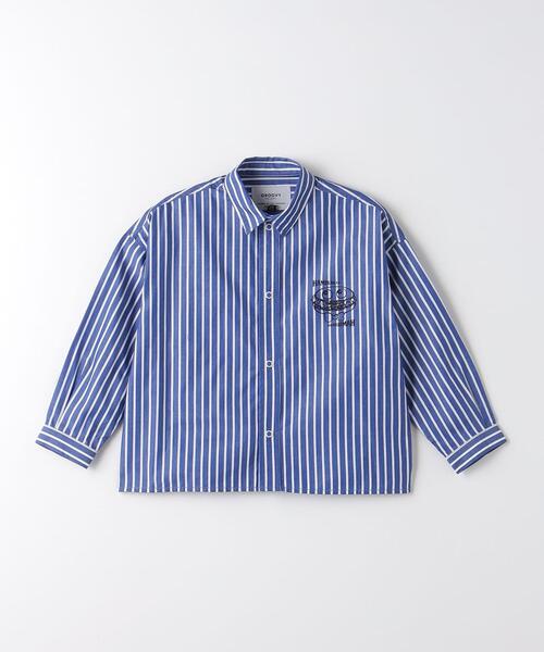 ＜GROOVY COLORS＞TJ ストライプ ビッグ シャツ 120cm