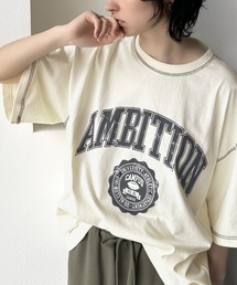 《JaVaジャバ 別注》大人ヴィンテージ。プリントアウトステッチリバースウィーブ風Tシャツ