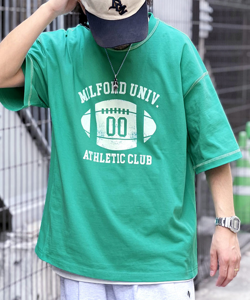 Java(ジャバ)の「《JaVaジャバ 別注》大人ヴィンテージ。プリントアウトステッチリバースウィーブ風Tシャツ(Tシャツ/カットソー・メンズ・ブラック/オフホワイト/グリーン・LARGE/MEDIUM/SMALL/X-LARGE)」の3枚目の写真