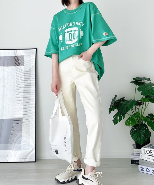 Java(ジャバ)の「《JaVaジャバ 別注》大人ヴィンテージ。プリントアウトステッチリバースウィーブ風Tシャツ(Tシャツ/カットソー・メンズ・ブラック/オフホワイト/グリーン・LARGE/MEDIUM/SMALL/X-LARGE)」の9枚目の写真