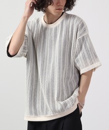 ルーズシルエット透かし編み半袖Tシャツ