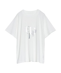 [華奢見えが叶う][着た瞬間ひんやり][接触冷感][UVカット]スタックロゴプリントTシャツ