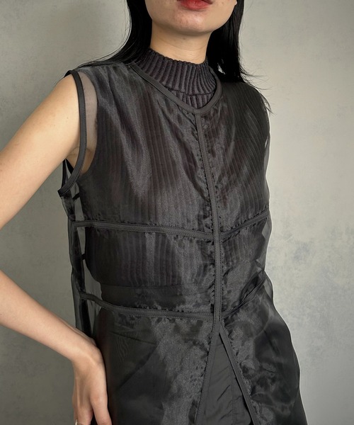 &g'aime(アンジェム)の「【&g’aime】<WEB限定>シアーロングチュニック(チュニック・レディース・ブラック/ブラウン・FREE)」の1枚目の写真