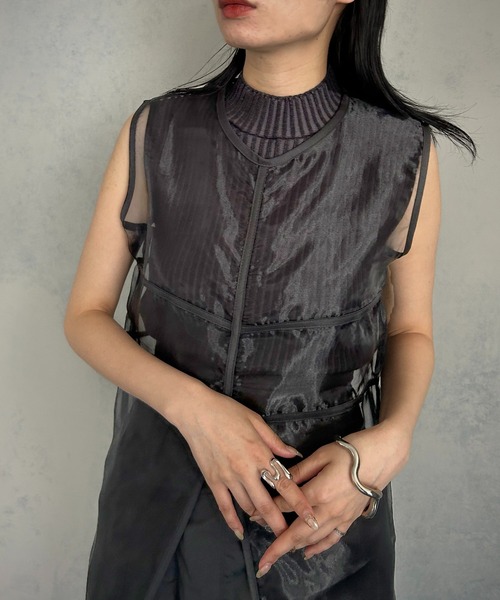 &g'aime(アンジェム)の「【&g’aime】<WEB限定>シアーロングチュニック(チュニック・レディース・ブラック/ブラウン・FREE)」の6枚目の写真