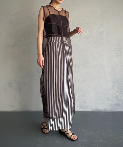 &g'aime(アンジェム)の「【&g’aime】<WEB限定>シアーロングチュニック(チュニック・レディース・ブラック/ブラウン・FREE)」の4枚目の写真