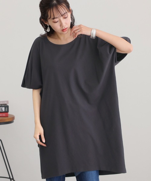 ElegChic（エレグシック）の「5分袖アシメプルオーバー（Tシャツ/カットソー・レディース・ブラウン系その他/チャコールグレー/ホワイト/ブラック/カーキ・M/4L/XL）」の6枚目の写真