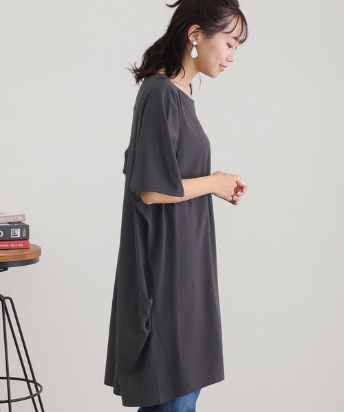 ElegChic（エレグシック）の「5分袖アシメプルオーバー（Tシャツ/カットソー・レディース・ブラウン系その他/チャコールグレー/ホワイト/ブラック/カーキ・M/4L/XL）」の22枚目の写真