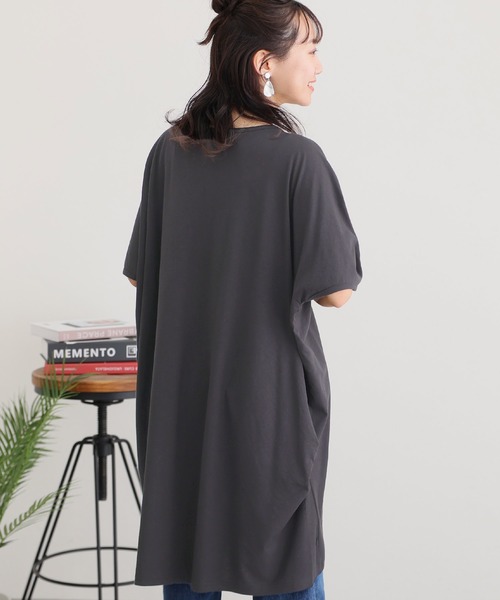 ElegChic（エレグシック）の「5分袖アシメプルオーバー（Tシャツ/カットソー・レディース・ブラウン系その他/チャコールグレー/ホワイト/ブラック/カーキ・M/4L/XL）」の16枚目の写真