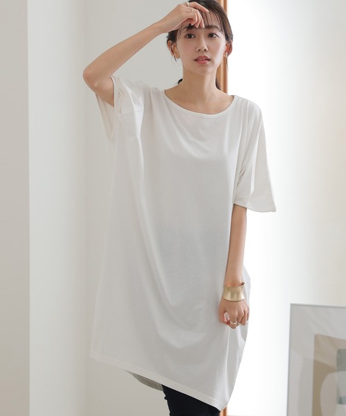 ElegChic（エレグシック）の「5分袖アシメプルオーバー（Tシャツ/カットソー・レディース・ブラウン系その他/チャコールグレー/ホワイト/ブラック/カーキ・M/4L/XL）」の19枚目の写真