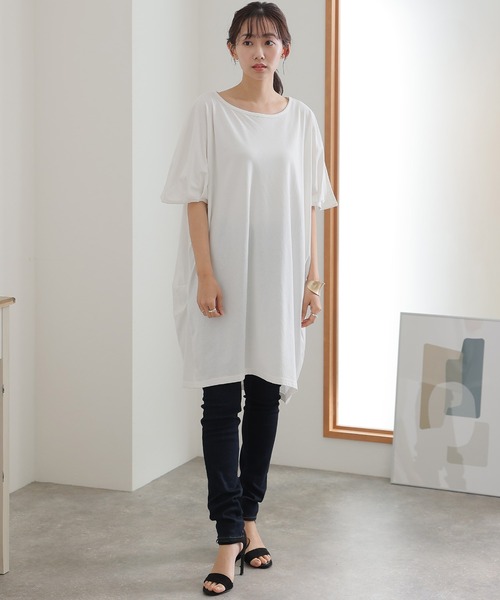 ElegChic（エレグシック）の「5分袖アシメプルオーバー（Tシャツ/カットソー・レディース・ブラウン系その他/チャコールグレー/ホワイト/ブラック/カーキ・M/4L/XL）」の13枚目の写真