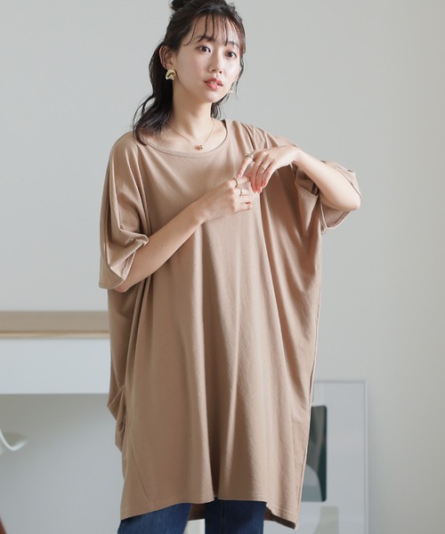 ElegChic（エレグシック）の「5分袖アシメプルオーバー（Tシャツ/カットソー・レディース・ブラウン系その他/チャコールグレー/ホワイト/ブラック/カーキ・M/4L/XL）」の20枚目の写真