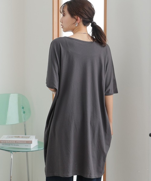 ElegChic（エレグシック）の「5分袖アシメプルオーバー（Tシャツ/カットソー・レディース・ブラウン系その他/チャコールグレー/ホワイト/ブラック/カーキ・M/4L/XL）」の18枚目の写真