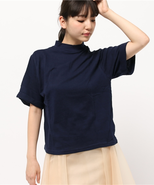 Kastane（カスタネ）の「【Kastane】5分袖ハイネックプルオーバー（ニット/セーター・レディース・ピンク/オフホワイト/グレー/ネイビー・FREE）」の3枚目の写真