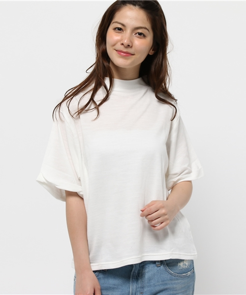 Kastane（カスタネ）の「【Kastane】5分袖ハイネックプルオーバー（ニット/セーター・レディース・ピンク/オフホワイト/グレー/ネイビー・FREE）」の2枚目の写真