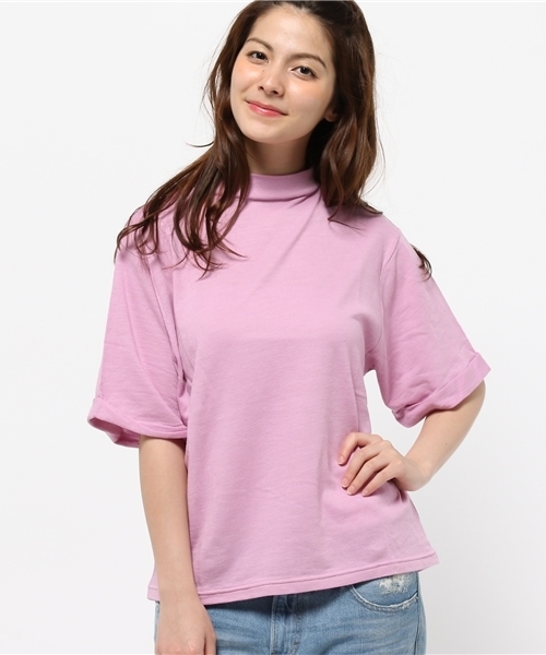 Kastane（カスタネ）の「【Kastane】5分袖ハイネックプルオーバー（ニット/セーター・レディース・ピンク/オフホワイト/グレー/ネイビー・FREE）」の4枚目の写真