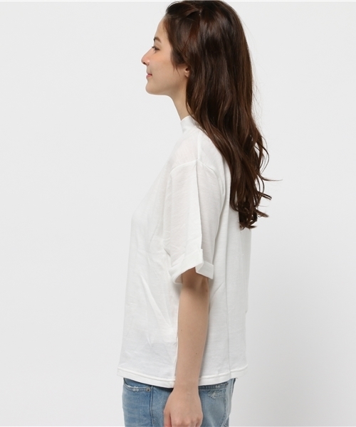 Kastane（カスタネ）の「【Kastane】5分袖ハイネックプルオーバー（ニット/セーター・レディース・ピンク/オフホワイト/グレー/ネイビー・FREE）」の6枚目の写真