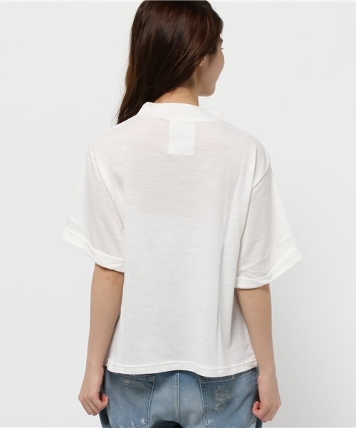 Kastane（カスタネ）の「【Kastane】5分袖ハイネックプルオーバー（ニット/セーター・レディース・ピンク/オフホワイト/グレー/ネイビー・FREE）」の7枚目の写真