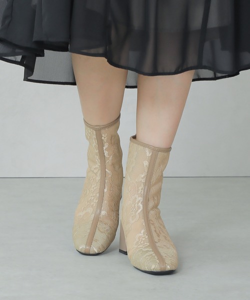 Kana（カナ）の「レース ショート ブーツ（ブーツ・レディース・ブラック/ベージュ・23.5/24.5/24/23）」の9枚目の写真