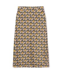 ♪新品　SOULEIADO　ソレイアード　バイヤスナロースカート　イエロー系 SOULEIADO（ソレイアード）の「ポリエステルプリント バイヤス