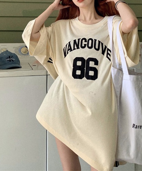 LYEON（リヨン）の「サイドラインビッグシルエットTシャツ（Tシャツ/カットソー・レディース・ベージュ/ブラック・FREE）」の12枚目の写真