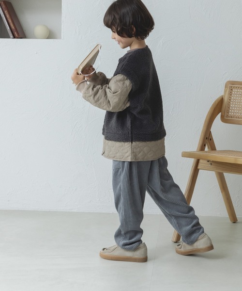 pairmanon（ペアマノン）の「【ママとおそろい】シープボア ドッキング風 キルティング ジャケット（その他アウター・キッズ・チャコールグレー/アイボリー/ベージュ・120/140/90/130/110/100/150）」の8枚目の写真
