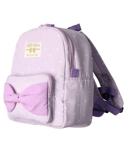 Kids Foret(キッズフォーレ)の「撥水加工リボン付きハート柄リュック(バックパック/リュック・キッズ・ラベンダー/ライトピンク・M/L)」の13枚目の写真