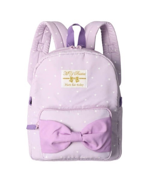 Kids Foret(キッズフォーレ)の「撥水加工リボン付きハート柄リュック(バックパック/リュック・キッズ・ラベンダー/ライトピンク・M/L)」の12枚目の写真