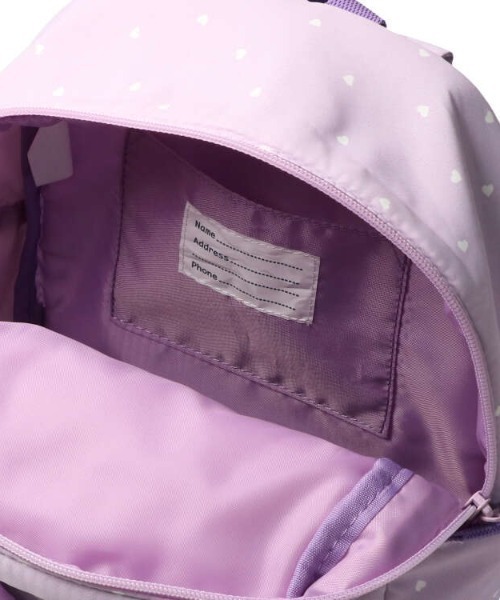 Kids Foret(キッズフォーレ)の「撥水加工リボン付きハート柄リュック(バックパック/リュック・キッズ・ラベンダー/ライトピンク・M/L)」の8枚目の写真