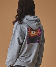 FLOWER PHOTO HOODIE / フラワー フォト デストロイ加工 スウェット パーカー