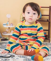 BREEZE | マルチボーダーリブカバーオール(ロンパース)