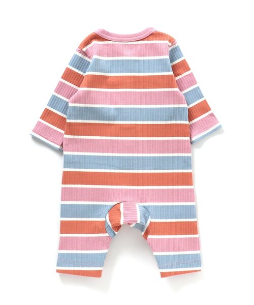 BREEZE（ブリーズ）の「マルチボーダーリブカバーオール（ロンパース・キッズ・ピンク/ブルー/マスタード・70/60/80）」の10枚目の写真