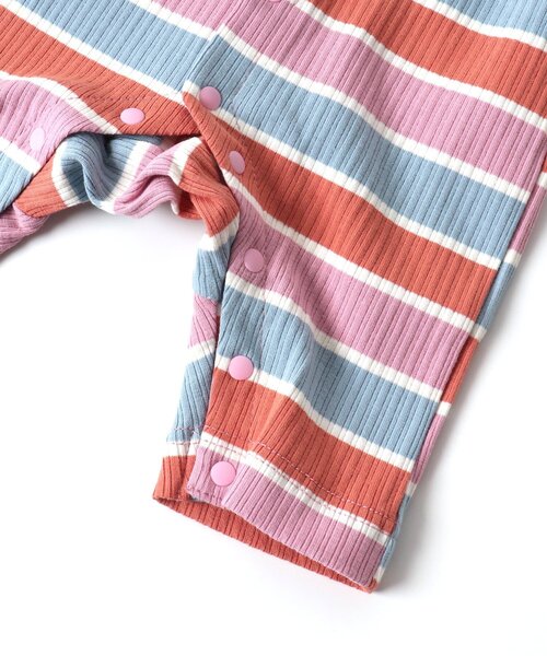 BREEZE（ブリーズ）の「マルチボーダーリブカバーオール（ロンパース・キッズ・ピンク/ブルー/マスタード・70/60/80）」の13枚目の写真