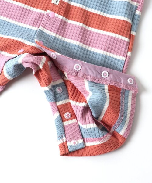 BREEZE（ブリーズ）の「マルチボーダーリブカバーオール（ロンパース・キッズ・ピンク/ブルー/マスタード・70/60/80）」の14枚目の写真