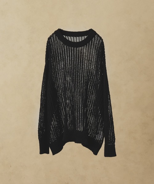 selle glant（セレグランテ）の「TAPE YARN PILLOVER MESH KNIT / テープヤーンプルオーバーメッシュニット（ニット/セーター・メンズ・ブラック/グレー/オフホワイト・MEDIUM/LARGE）」の2枚目の写真