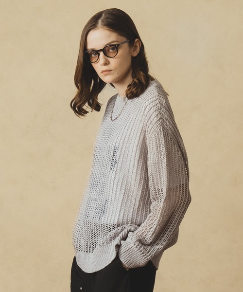 セール】TAPE YARN PILLOVER MESH KNIT / テープヤーンプル