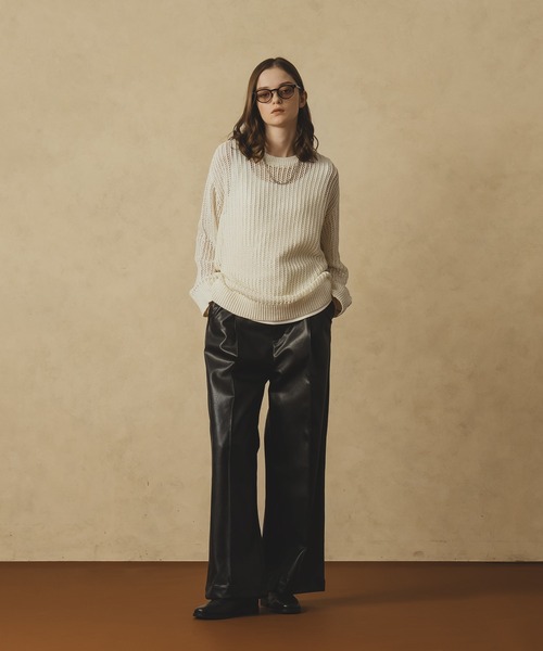 selle glant（セレグランテ）の「TAPE YARN PILLOVER MESH KNIT / テープヤーンプルオーバーメッシュニット（ニット/セーター・メンズ・ブラック/グレー/オフホワイト・MEDIUM/LARGE）」の5枚目の写真