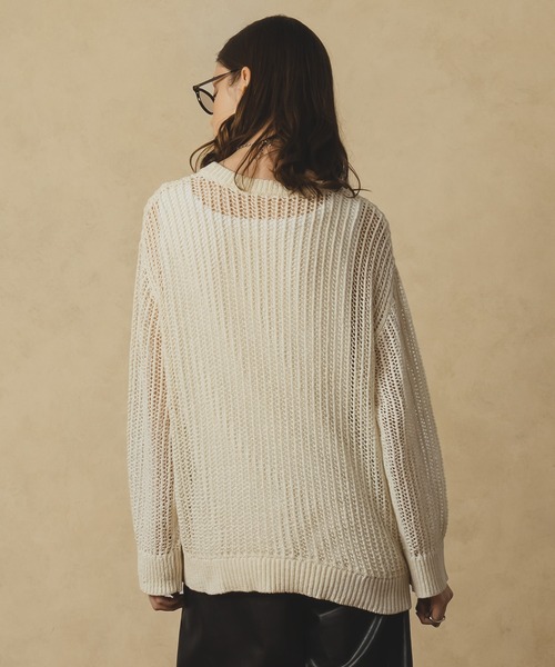 selle glant（セレグランテ）の「TAPE YARN PILLOVER MESH KNIT / テープヤーンプルオーバーメッシュニット（ニット/セーター・メンズ・ブラック/グレー/オフホワイト・MEDIUM/LARGE）」の4枚目の写真