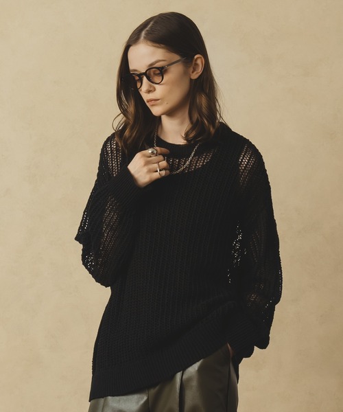 selle glant（セレグランテ）の「TAPE YARN PILLOVER MESH KNIT / テープヤーンプルオーバーメッシュニット（ニット/セーター・メンズ・ブラック/グレー/オフホワイト・MEDIUM/LARGE）」の17枚目の写真