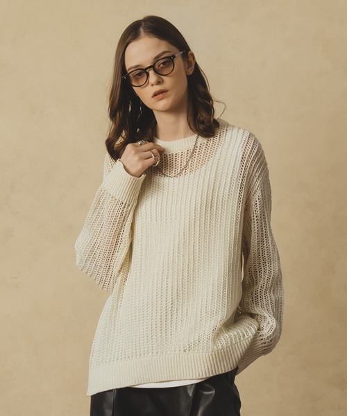 セール】TAPE YARN PILLOVER MESH KNIT / テープヤーンプル