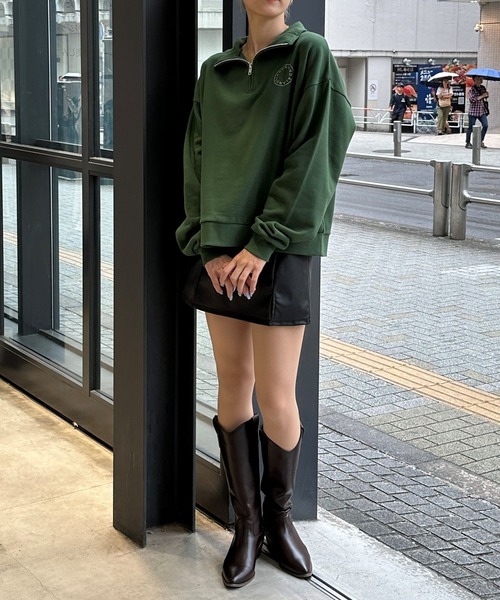 ALAND（エーランド）の「【UNISEX】ALAND／circlehalfジップ（ウラケ） 2973761（スウェット・レディース・ライトグレー/グリーン/ベージュ/ブラック・SMALL/MEDIUM）」の6枚目の写真