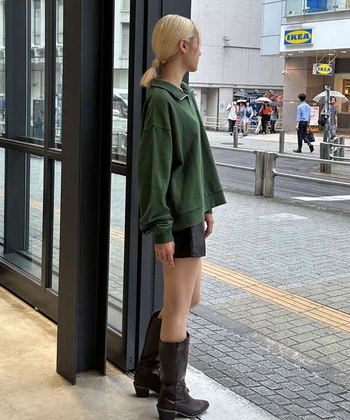 ALAND(エーランド)の「【UNISEX】ALAND/circlehalfジップ(ウラケ) 2973761(スウェット・レディース・ライトグレー/グリーン/ベージュ/ブラック・SMALL/MEDIUM)」の8枚目の写真