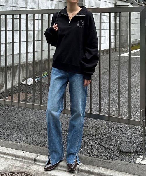 ALAND（エーランド）の「【UNISEX】ALAND／circlehalfジップ（ウラケ） 2973761（スウェット・レディース・ライトグレー/グリーン/ベージュ/ブラック・SMALL/MEDIUM）」の13枚目の写真