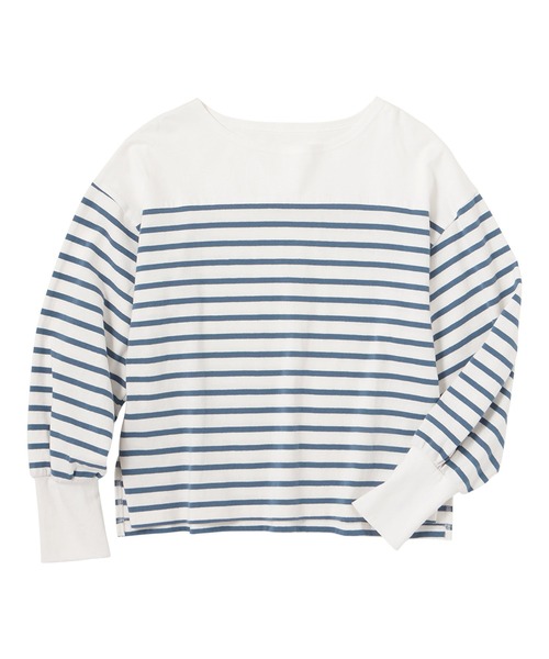 Viola e Viola(ヴィオラエヴィオラ)の「バスクボーダーパフ袖プルオーバー(Tシャツ/カットソー・レディース・オレンジ/ブラック/ブルー・L/LL/M/3L)」の19枚目の写真