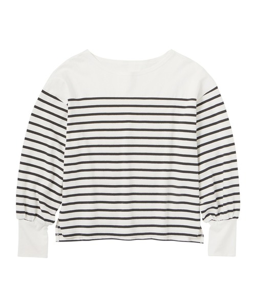 Viola e Viola(ヴィオラエヴィオラ)の「バスクボーダーパフ袖プルオーバー(Tシャツ/カットソー・レディース・オレンジ/ブラック/ブルー・L/LL/M/3L)」の18枚目の写真