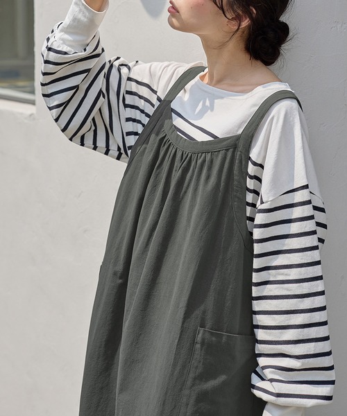 Viola e Viola(ヴィオラエヴィオラ)の「バスクボーダーパフ袖プルオーバー(Tシャツ/カットソー・レディース・オレンジ/ブラック/ブルー・L/LL/M/3L)」の7枚目の写真